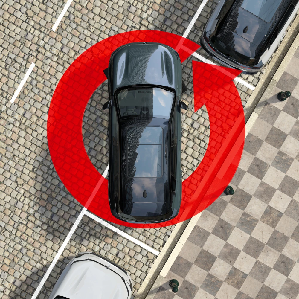 Vue de dessus ë-C5 Aircross mettant en valeur la Vision 360°, la sécurité, la visibilité et la technologie pour une expérience de manœuvre confiante
